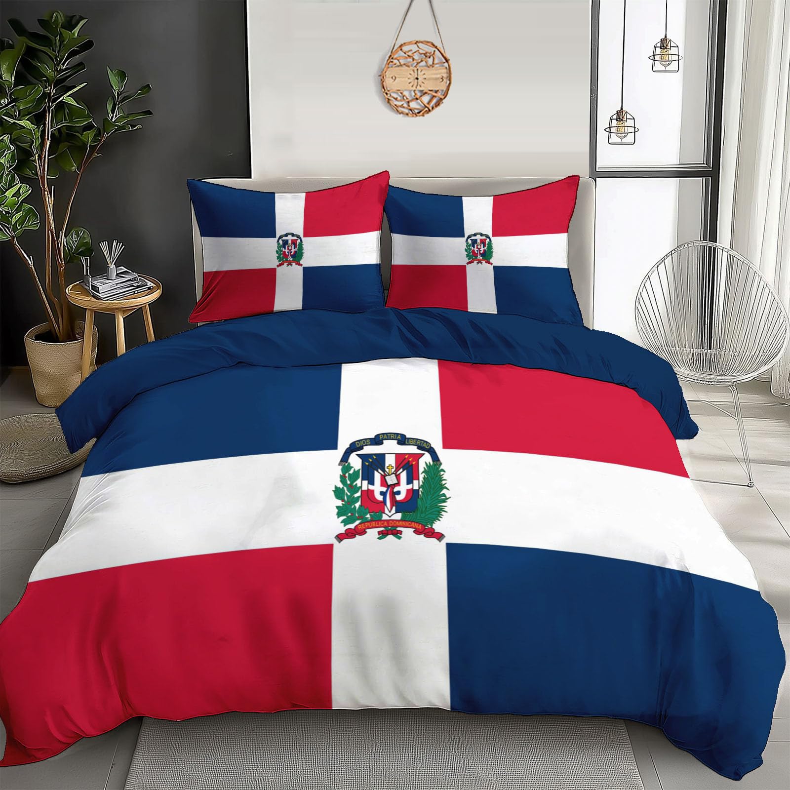Housse de couette 240x260 cm motif République Dominicaine pour décoration de chambre exotique