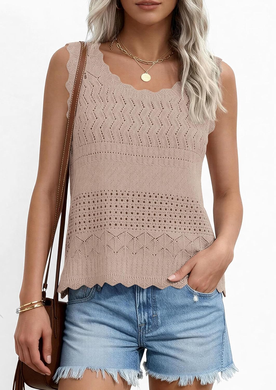 PRETTYGARDEN Womens Crochet Tank Tops 2026 Summer Spring Boho Sleeveless Cute Knit Sweater Vest Trendy Beach Vacation Clothes - Image 4