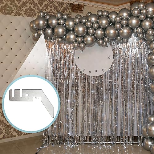 Vista 7 de Dunzy 8 piezas de 3 pulgadas doble barra transversal suspensión de cenefa de boda para telón de fondo, tubo y cortina kit de soporte de telón