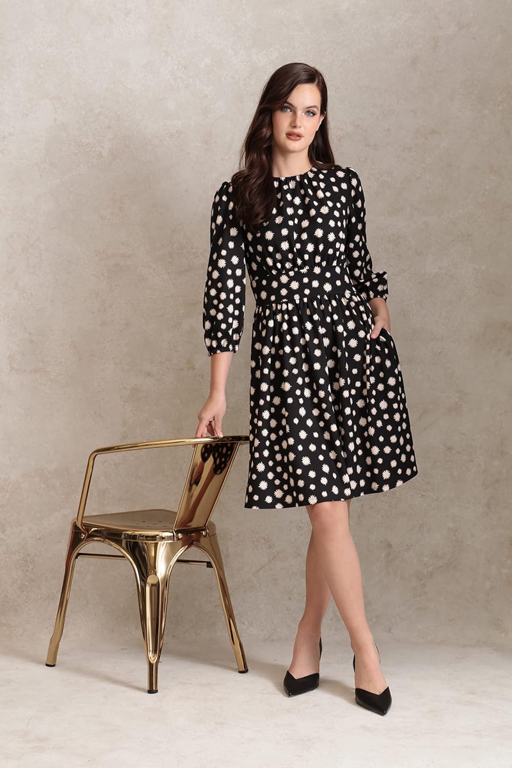 Maggy London Women's Petite Wide Waistband Fit & Flare Dress