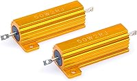 Vista 1 de Resistor de carcasa de aluminio electrónico de 50 vatios, 2 ohmios, 5% bobinado de alambre, color dorado (paquete de 2)
