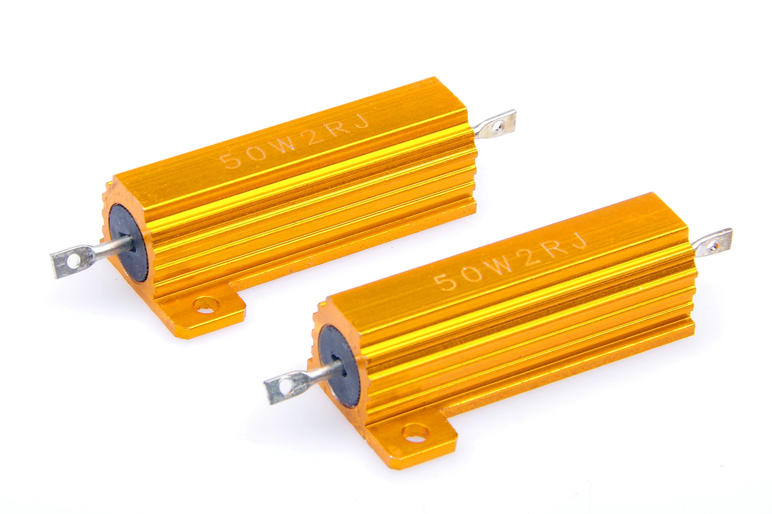 50 Watt 2 Ohm 5% Wirewound Resistor Electronic Aluminium Shell Resistors Gold (Pack of 2)