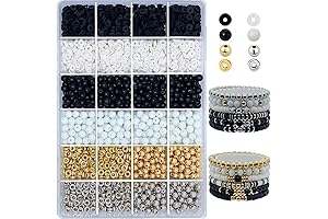 2420PCS Clay Heishi Beads: Black, White, and Gold