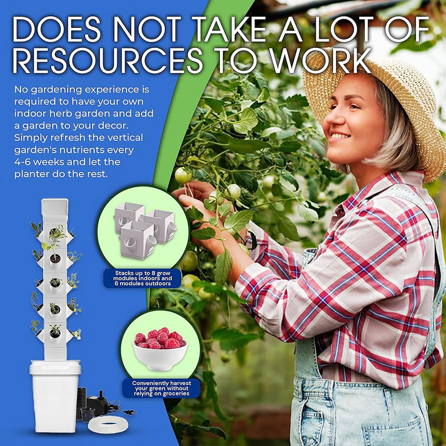 24 Pods Hydroponics Growing System - Vertical Smart Garden Tower Kit with Aeroponics, Timer, Pump, and Net Pots for Herbs & Vegetables Germination