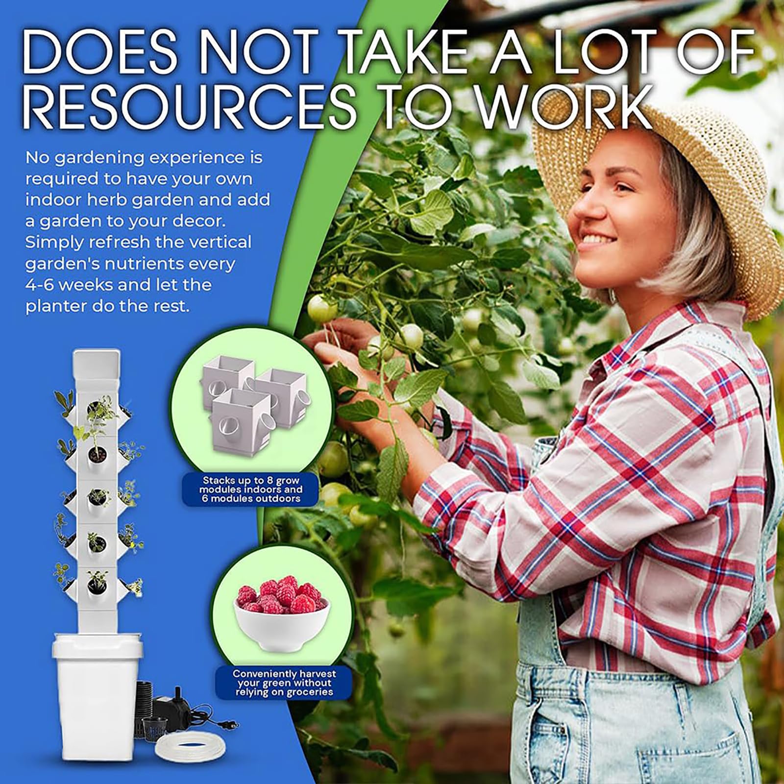 Sistema de Cultivo hidropónico de 24 cápsulas, Torre hidropónica Vertical, Jardinera Inteligente, Kit de germinación, Kit de Cultivo aeropónico con Bomba hidratante, Adaptador, macetas de re