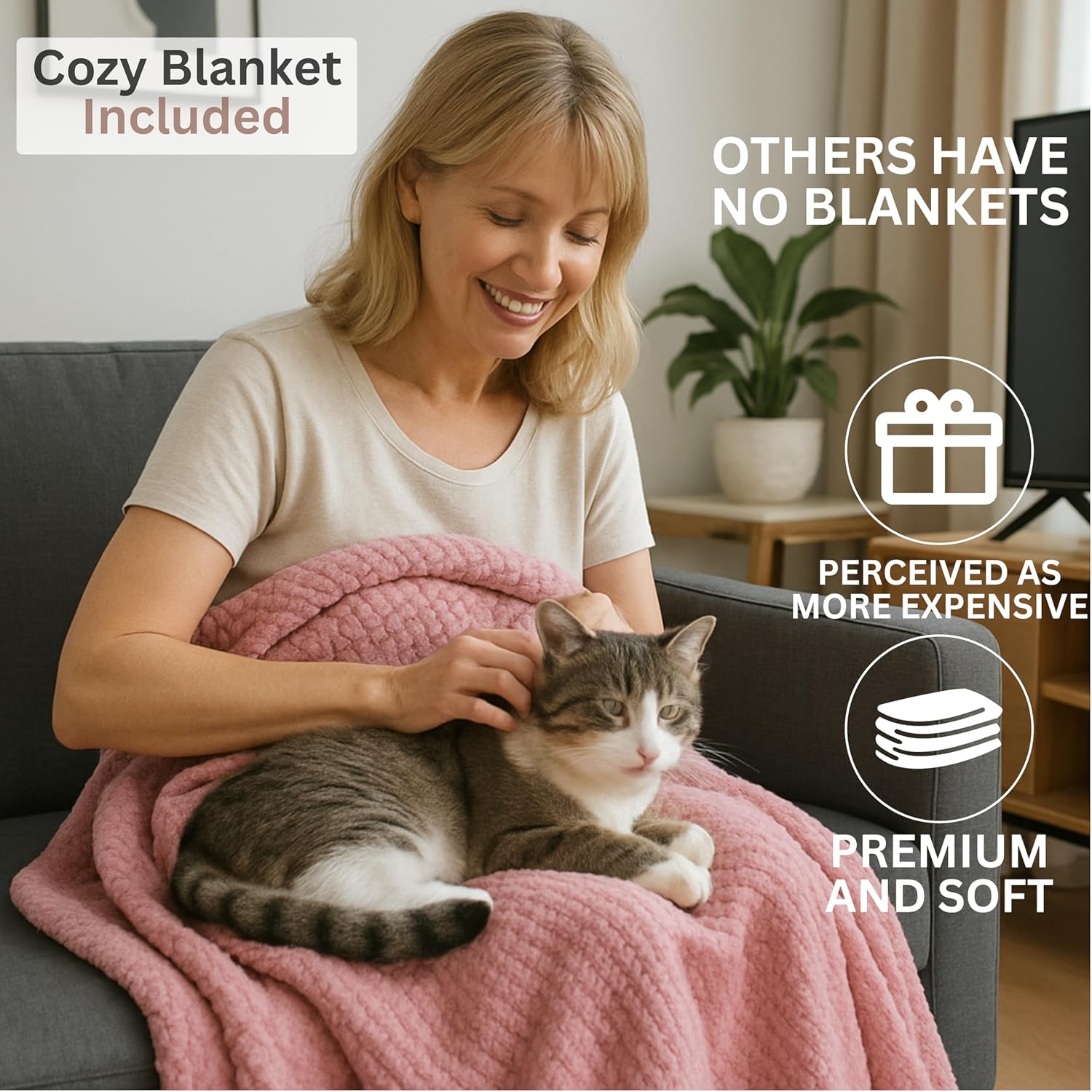 Luxury Cat Gifts for Cat Lovers, 8pc Feline Set with Premium Blanket & Shatterproof Steel Tumbler, Feline Mom Gifts Box, Cats Themed Gifts for Women, Cats Lady Gift for Birthday & Mother's Day - Image 9