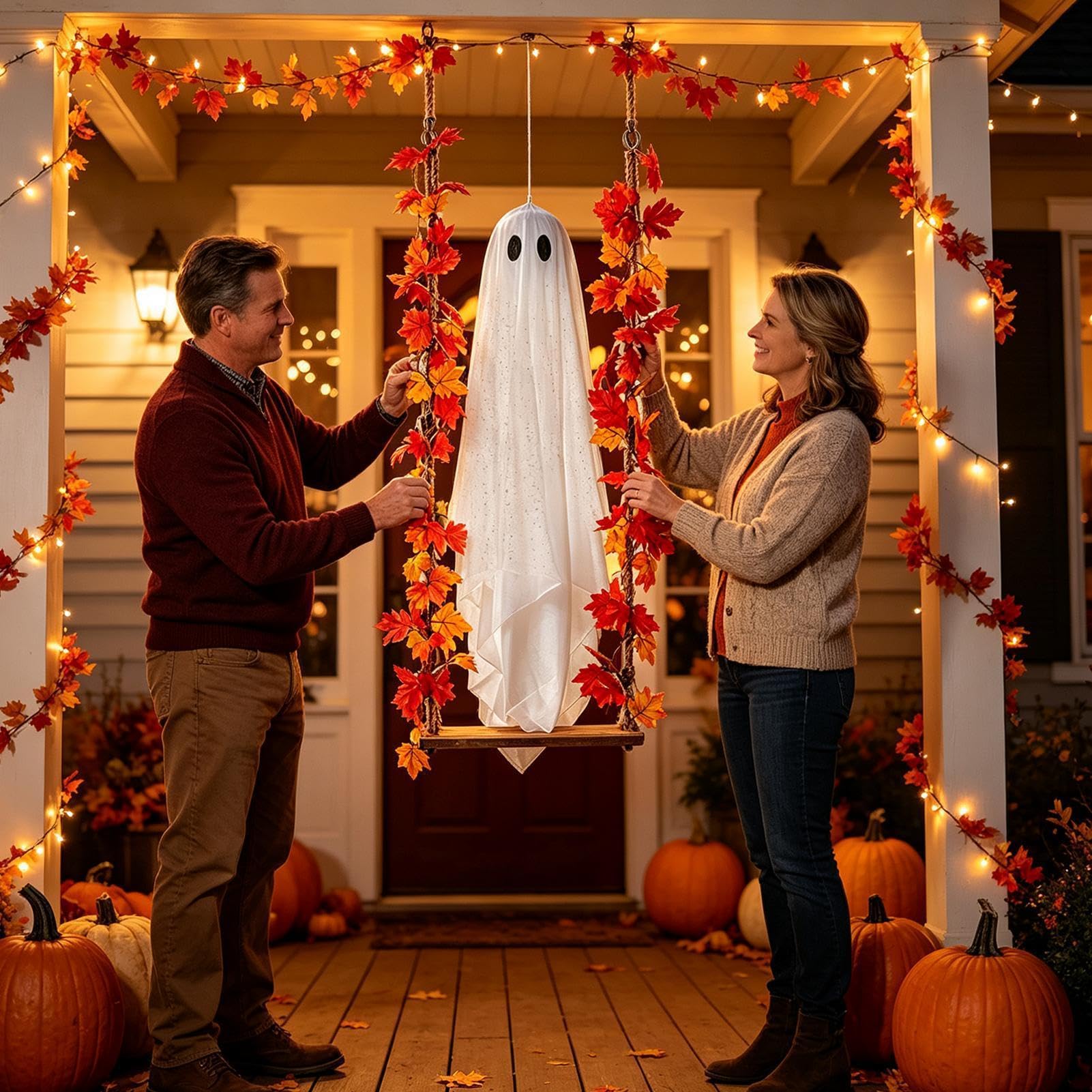 Generico Grande Fantasma da Appendere per Halloween con LED telecomandate