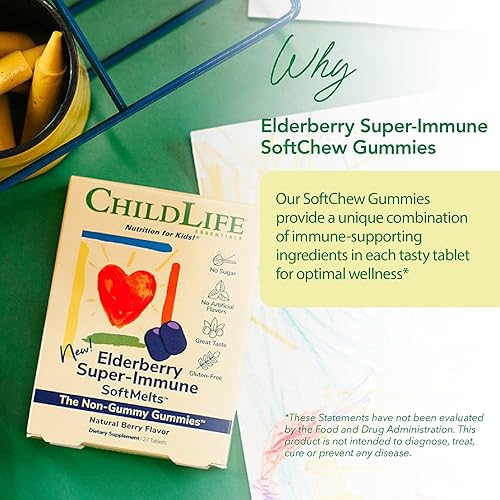 Miniatura 3 de CHILDLIFE ESSENTIALS Gomitas SoftChew superinmunes de saúco para niños, apoyo inmunológico con vitamina C y vitamina D3, suplemento inmunológico de