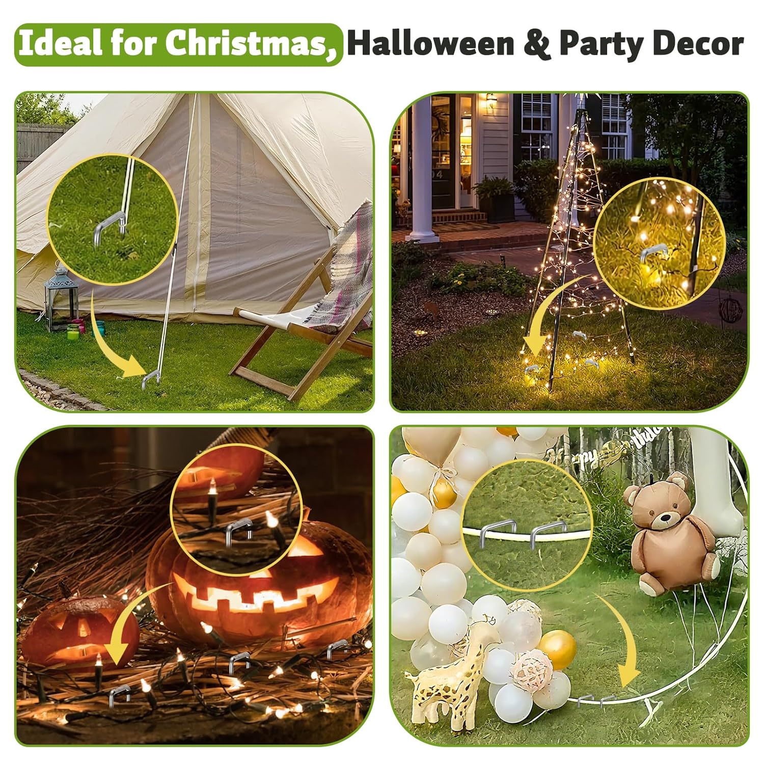 Heavy Duty 8 Inch Galvanized Landscape Staples Stakes, DUNPUTE 100 Pack 8 Gauge Garden Metal Stakes, Ideal for Weed Barrier Stakes, Drip Irrigation Tubing, Landscape Fabric, Lawn and Ground Securing