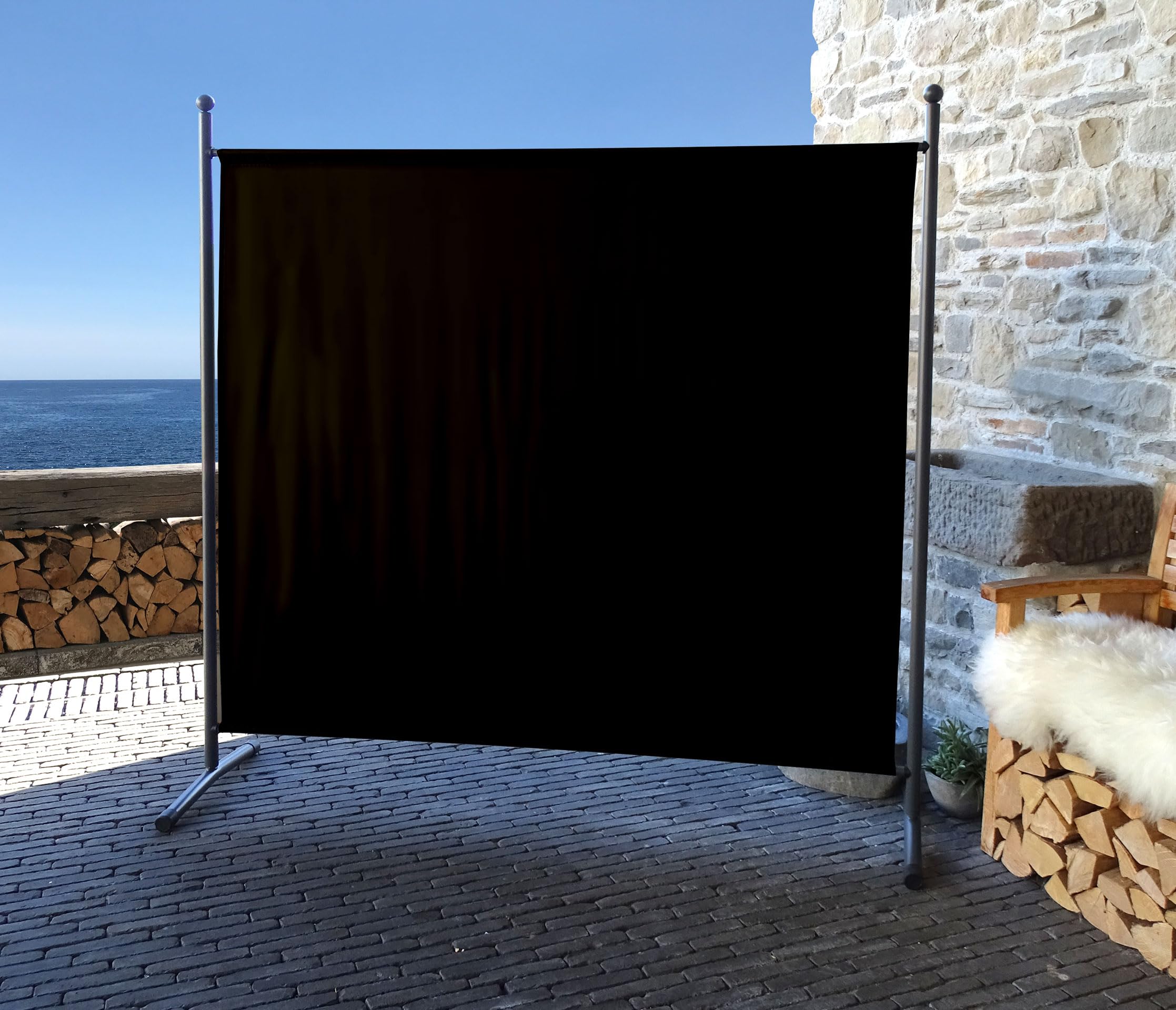 QUICK STAR 2 Stück Paravent 180 x 178 cm Schwarz - Raumteiler Stellwand Blickdicht Innen & Außen - Garten & Balkon Sichtschutz Trennwand