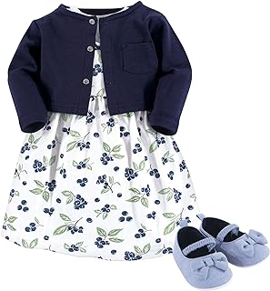 Chic Baby Girls' 3-Piece Cotton Dress, Cardigan, and Shoe Set