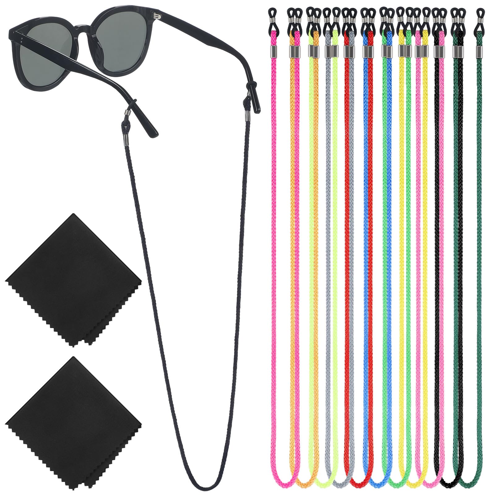 Sponsored Ad - 12 Pieces Eyeglasses String Holder Strap Cord Colorful Sunglasses Strap Around Neck Lanyard Holder with Glasses Cloth