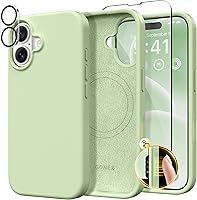 Vista 218 de GONEZ Funda de silicona para iPhone 14 Pro Max, compatible con MagSafe, con protector de pantalla + protector de lente de cámara, silicona líquida a
