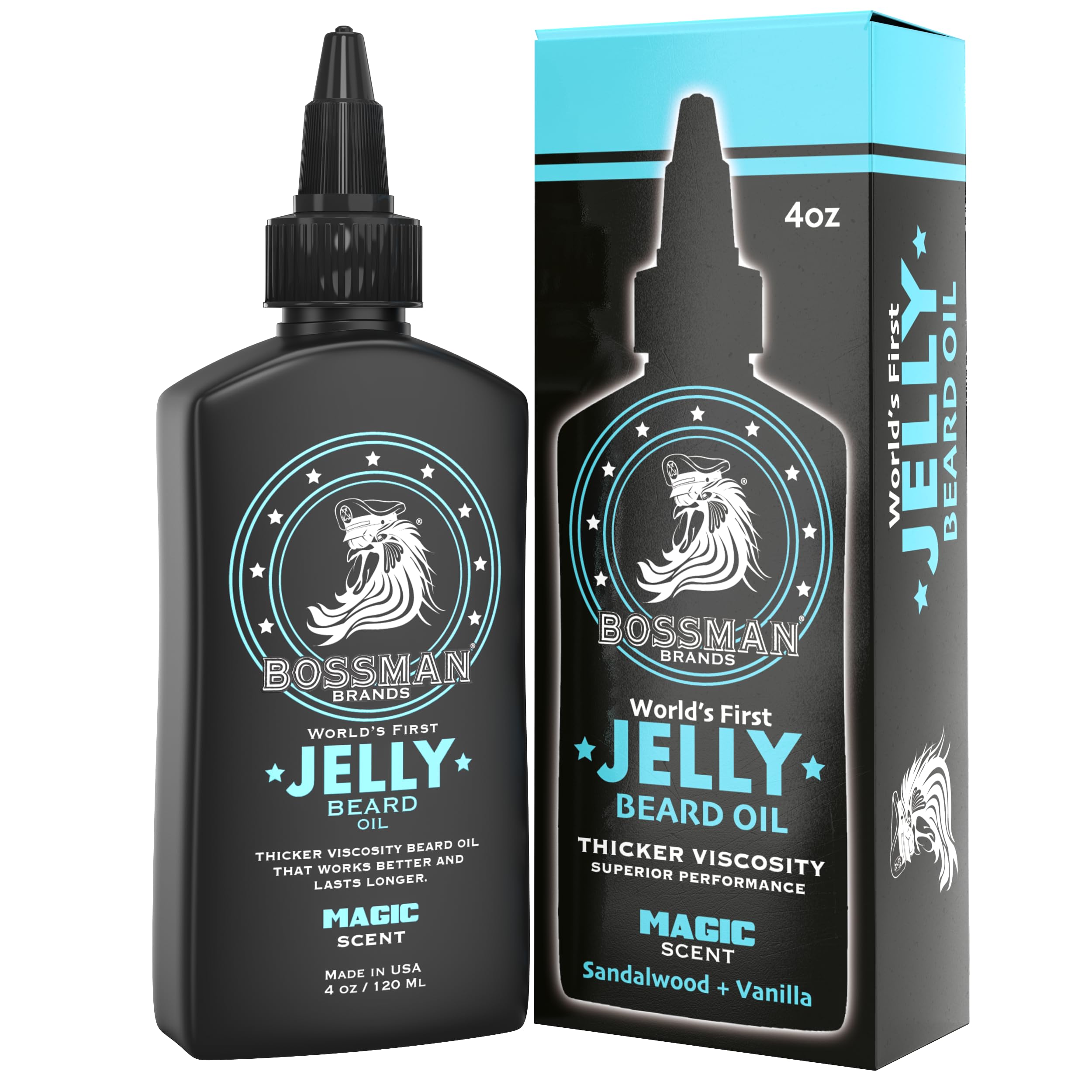 Jelly Beard Oil for Men (4 oz, Magic Scent) – Softens, Moisturizes & Conditions with Natural Ingredients