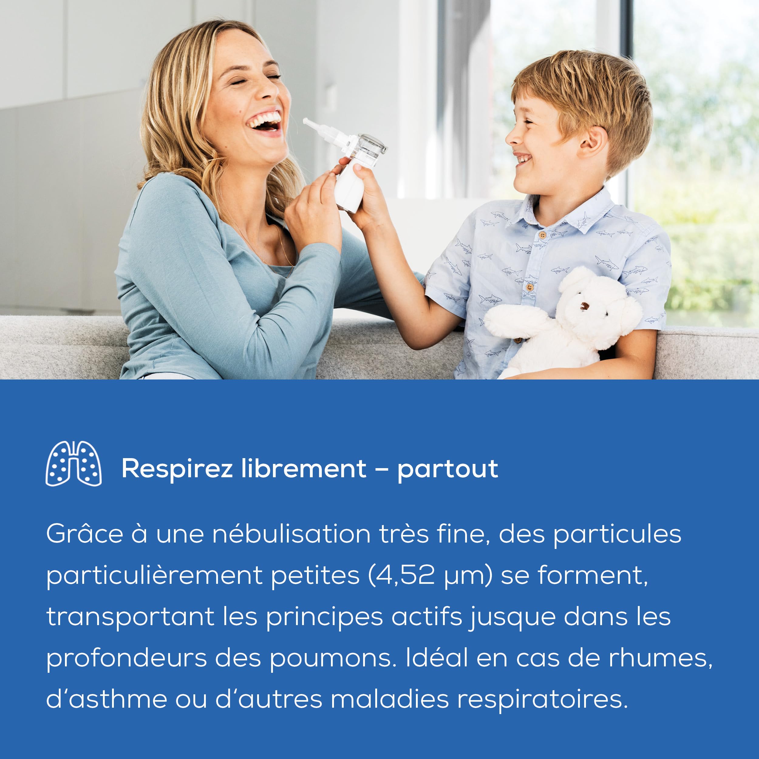 Beurer IH 57 Inhalateur, technologie à membrane vibrante et aérosol, inhalateur portable avec batterie rechargeable, à utiliser en cas de rhume, d'asthme et d'autres maladies des voies respiratoires