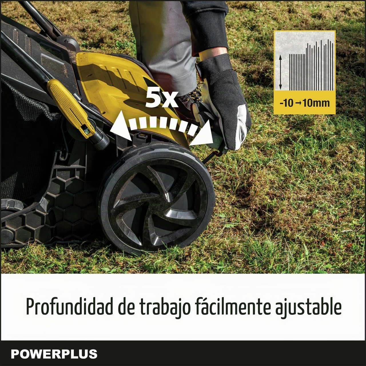 Powerplus Escarificador Eléctrico POWXG7516 - Escarificadores Eléctricos para Césped de 1800W con Ancho de Corte de 360mm - Aireador de Césped para Jardín