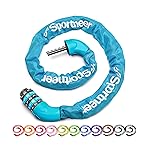 Sportneer Bike Lock: 5 Digit Combination High Security Anti Theft Bike Chain Lock - 3.2/3.6/4ft Heavy Duty Resettable Keyless Bicycle Lock for Bike, Motorcycle, Scooter, Door - 6mm Thick Sky Blue