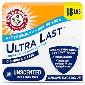 ARM Hammer Ultra Last Clumping Cat Litter Unscented MultiCat 18 Lbs Pet Friendly with Baking Soda Odor Control