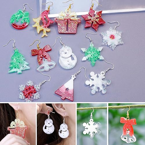 Miniatura 4 de Juego de 232 moldes de silicona de resina para aretes de Halloween con calabaza, murciélago, bruja, telaraña, fantasma, moldes con gancho para