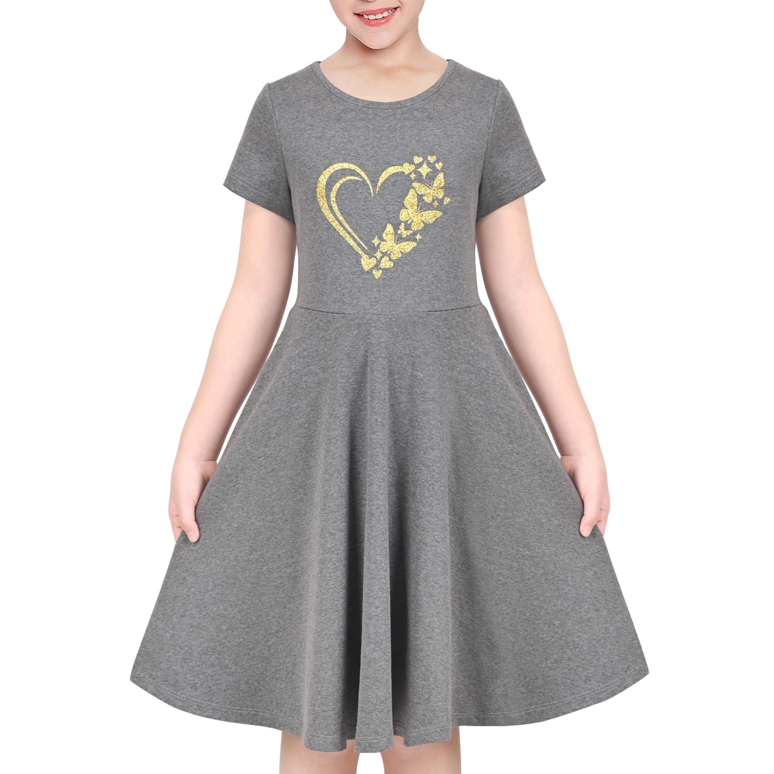 Sunny Fashion Girls Dress Colorful Striped Knitted Cotton Stretch School