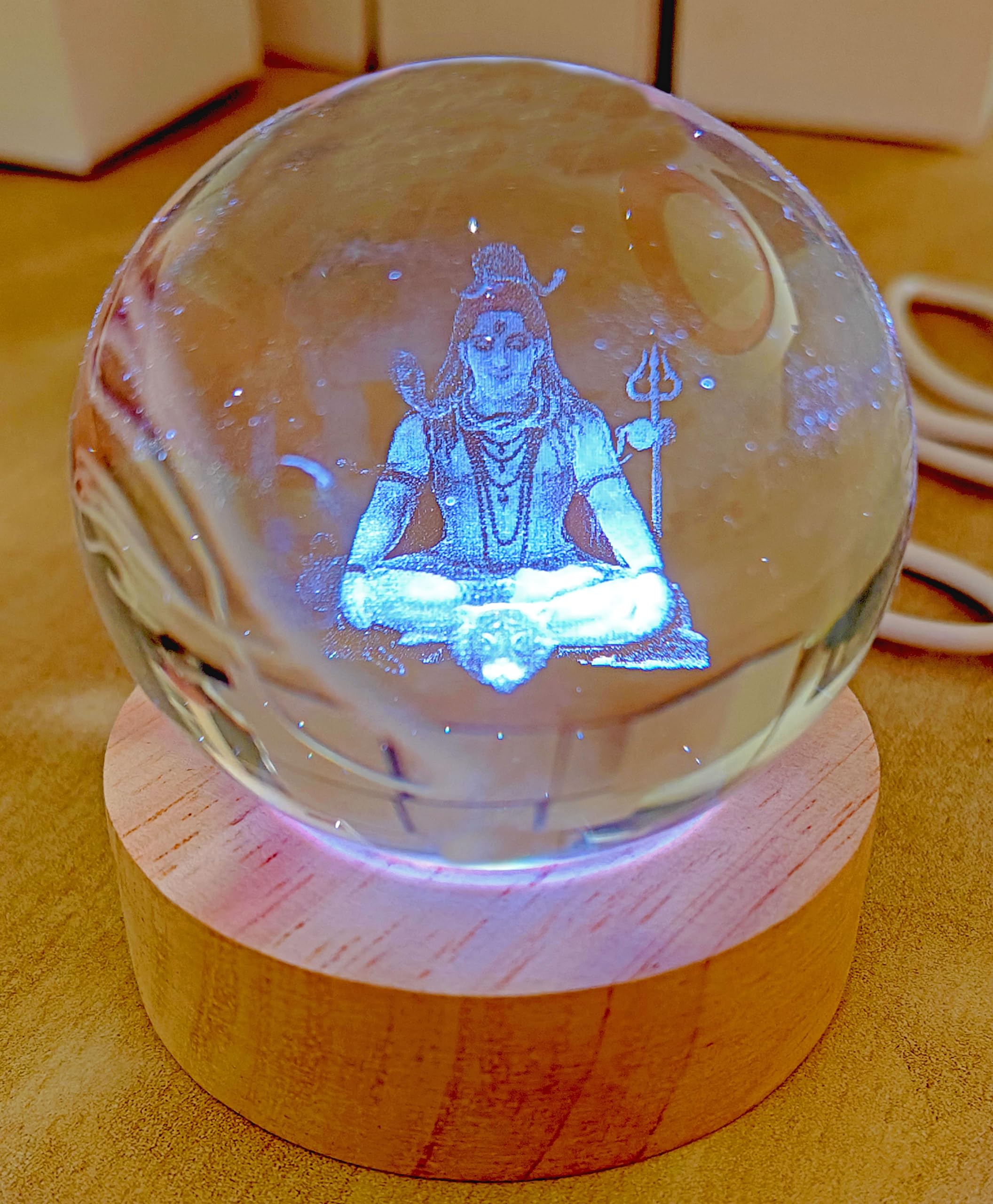 HALLO 3D Shiv Ji Night Lamp, Illuminated Glass Globe