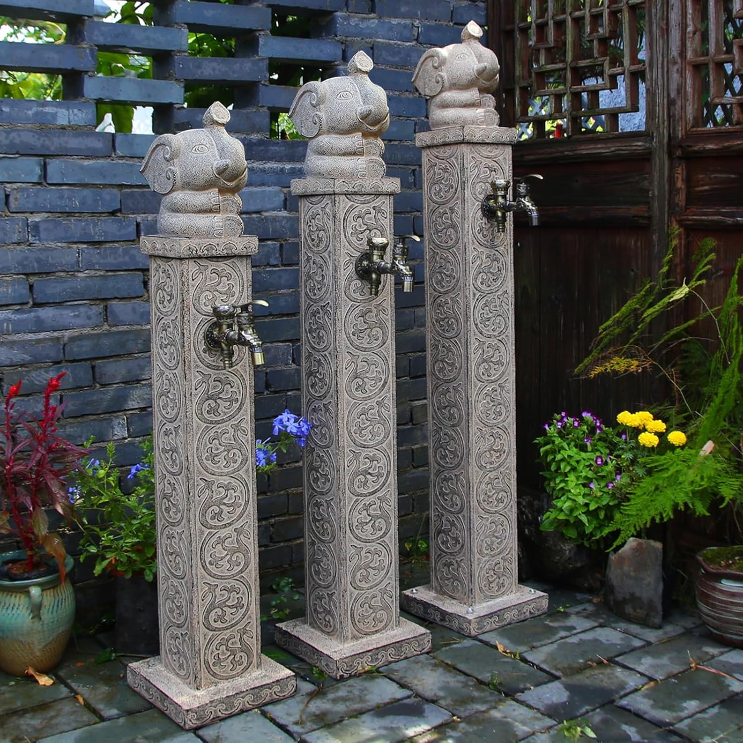 Freestanding Garden Hose Stand with Spigot - 44in Freeze Proof Outdoor Faucet for Irrigation - Durable, Easy Access Hose Holder for Lawn & Garden