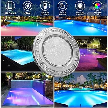 Happy AQUA Lumi ポータブルライト　ASーCL10 40個 Amazon.com : Pool Lights for Inground Pool, 60W 10 Inch LED