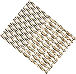PATIKIL #30 Drill Bit, Jobber Straight Shank M2 High-Speed Steel 135° Gold Finish for Stainless Steel Hard Metal - 12 Pack