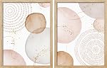 SIGNFORD Boho Wall Art Decor, Mid Century Modern Art Decor, abstrait Art mural encadré, moderne art mural, géométrique art muraux - 12"x16"x 2 Panneaux