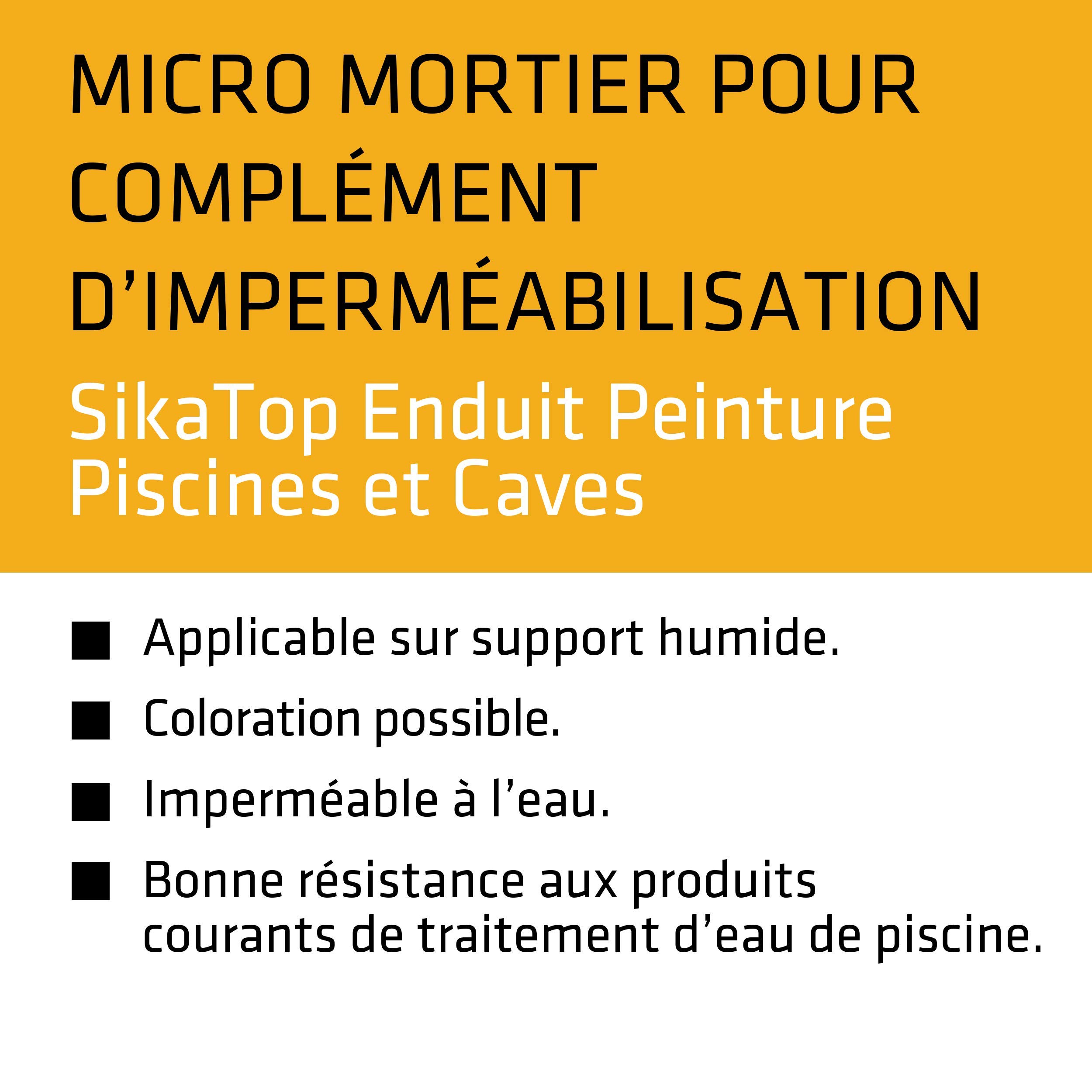 SIKA SikaTop Enduit Peinture Piscines et Caves, Complément d'imperméabilisation en kit, 6,16kg, Blanc