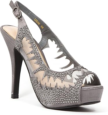 Lady Couture DREAM Mesh Slingback Platform With Stones