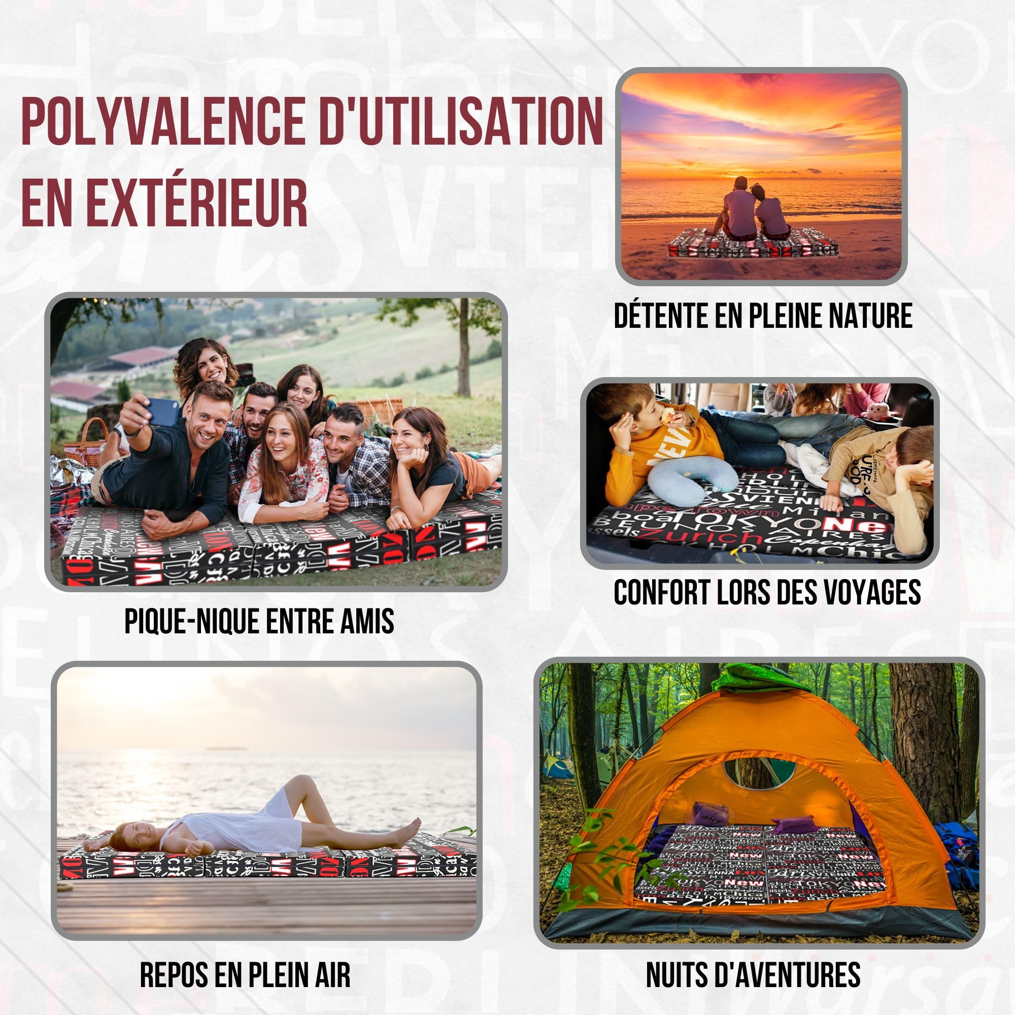 Lit d'appoint pliable sur 04 roulettes1Personne 180x90 cm matelas en mousse en o