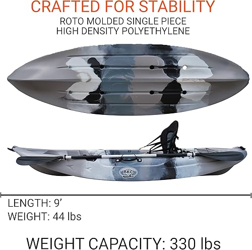 Miniatura 2 de BKC FK184 - Kayak de pesca de 2.74 m de eslora con un asiento individual y remo incluido