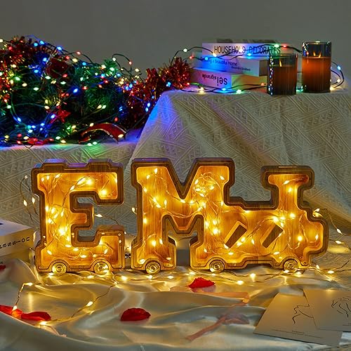 Miniatura 9 de NBTORCH Alcancía grande  Alcancía de madera interconectable, alcancía del alfabeto J con ruedas, para niños, niñas y adultos (Initial-J)