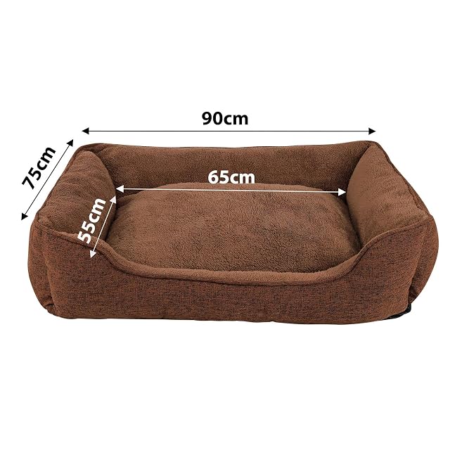 Foto 6 de 8 de lionto Cojín Jaspeado para Perros con Funda Lavable, 90 x 75 cm, Marrón