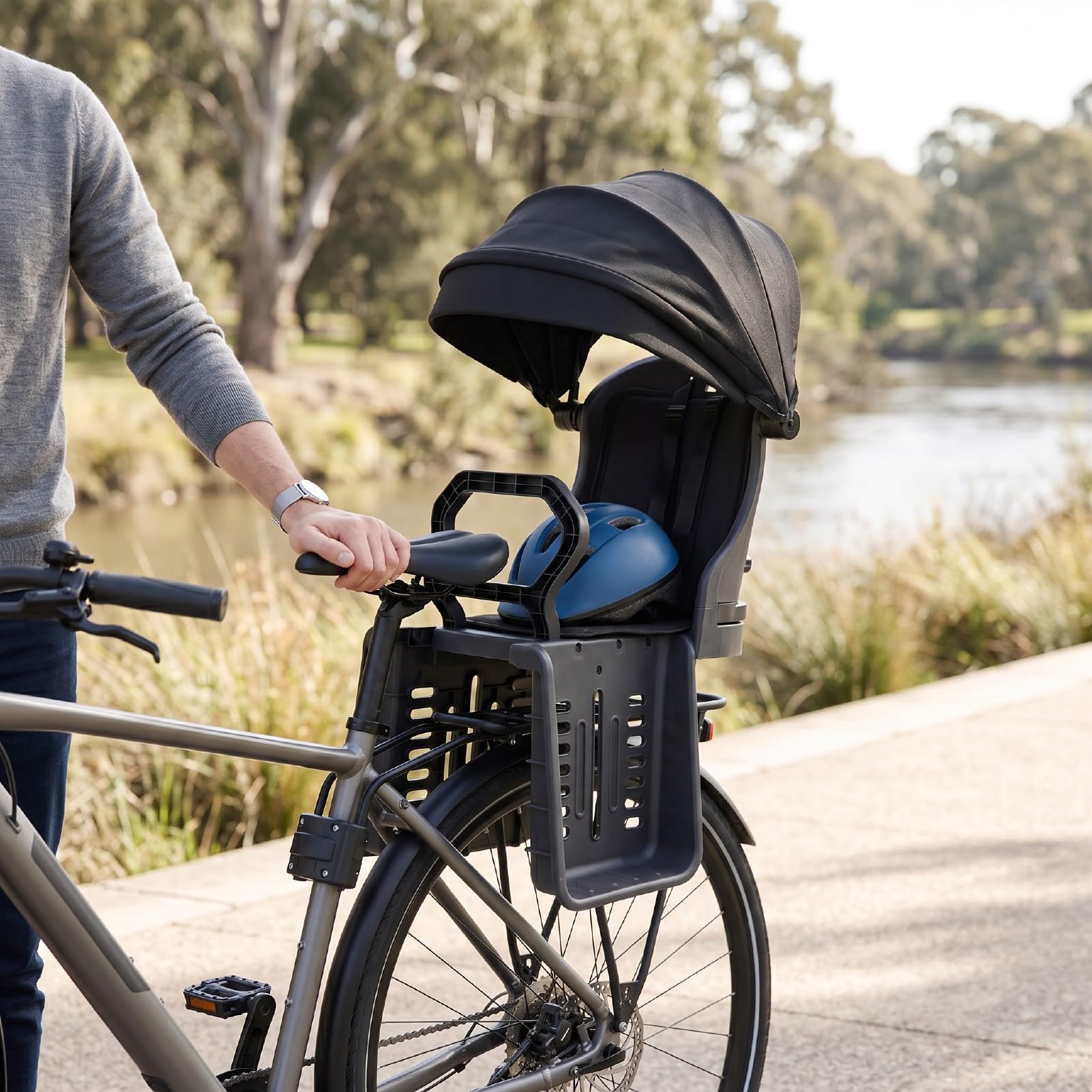 Luocute Fahrradrücksitz mit Sonnenschutz, 3-Punkt-Sicherheitsgurt | Kleinkind-Fahrradsitz, für im Alter von 1–4 Jahren, atmungsaktive Rückenlehne, Sonnendach, Fahrrad-Kindersitz