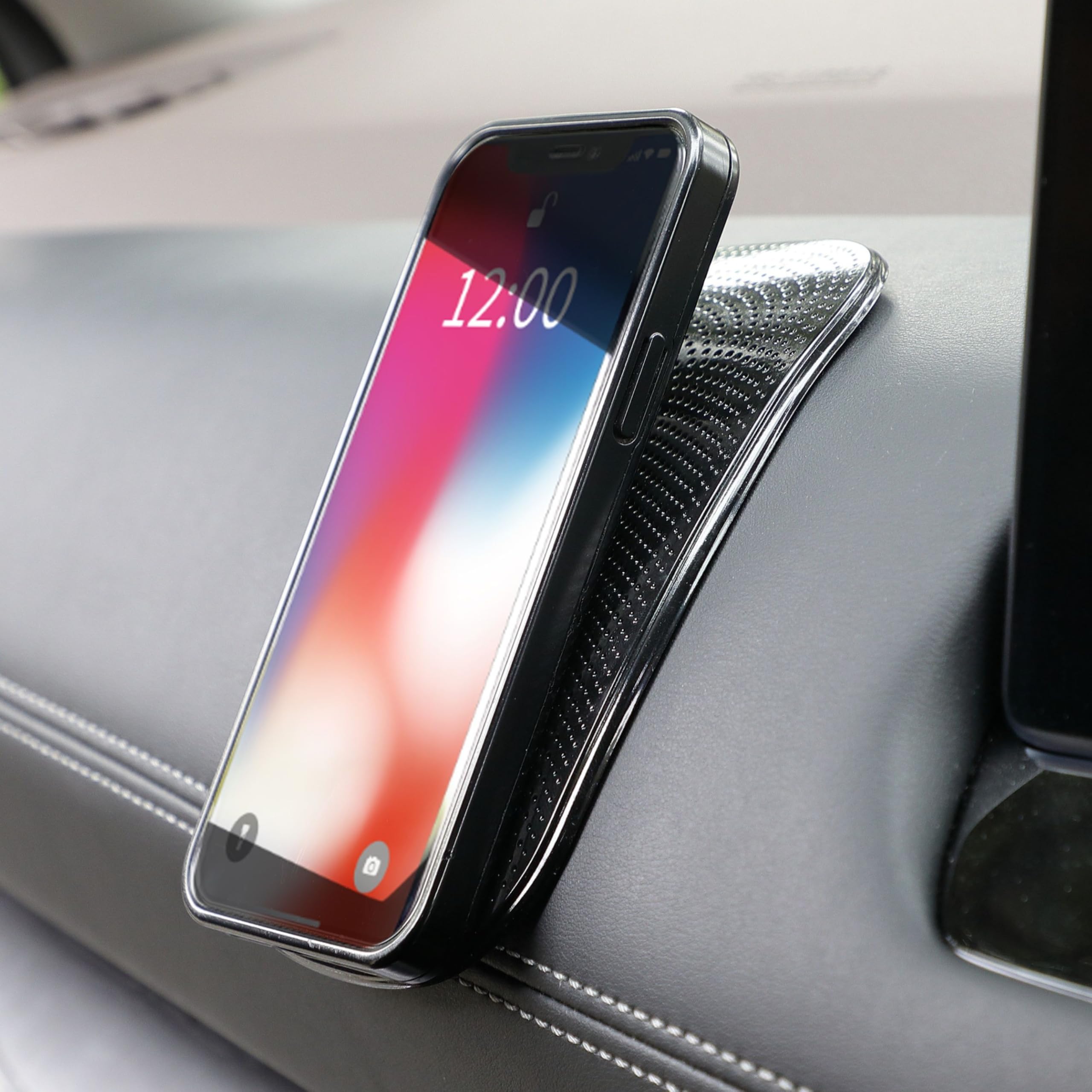 Car Dashboard Non Slip Mat Phone Holders For Your Car, Anti-slip Mat For Dashboard, Air Freshener, Mirror, Sunglasses, Keychain, Coin Holder | Car Accessories | Black | 2PCS - Japan Import