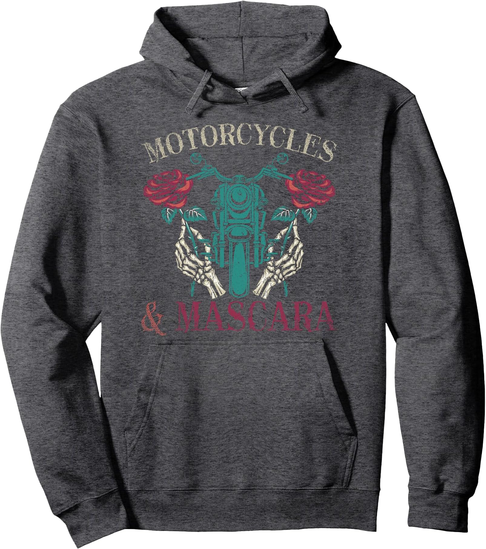 Motorbike Riding Women Motorcycles And Mascara Roses Biker Pullover Hoodie