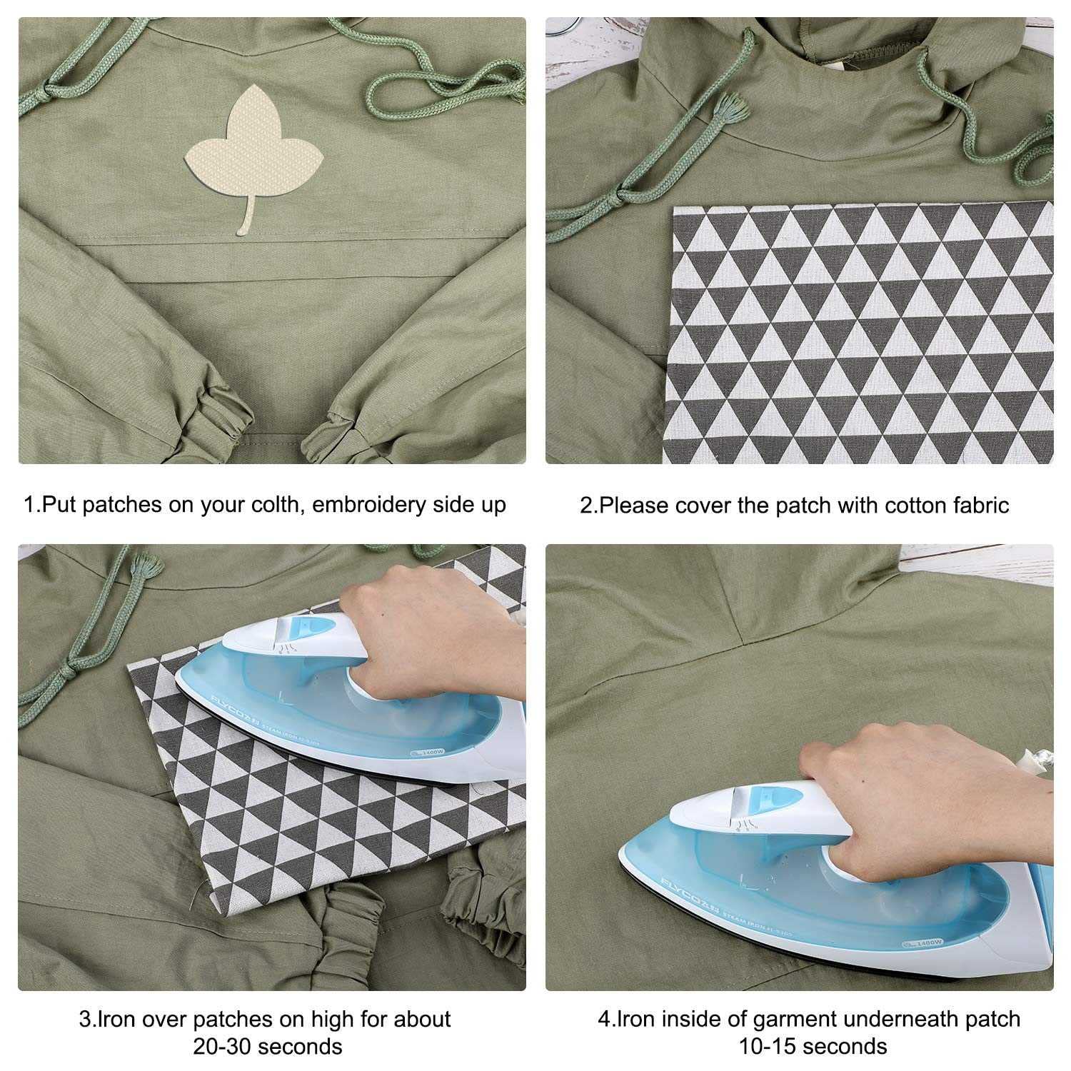 15 stuks patches om op te strijken, katoenen reparatiepatches, stickers, kleding, reparatieset voor kinderen en volwassenen, 15 kleuren (7,5 cm x 10,5 cm