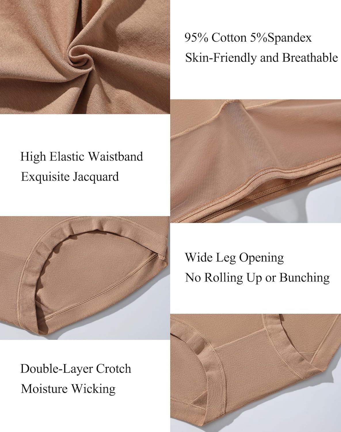 Women's Cotton High Waisted Underwear, Transparent Mesh Stretch Briefs, Full Coverage Ladies Panties 4 Pack - Image 5