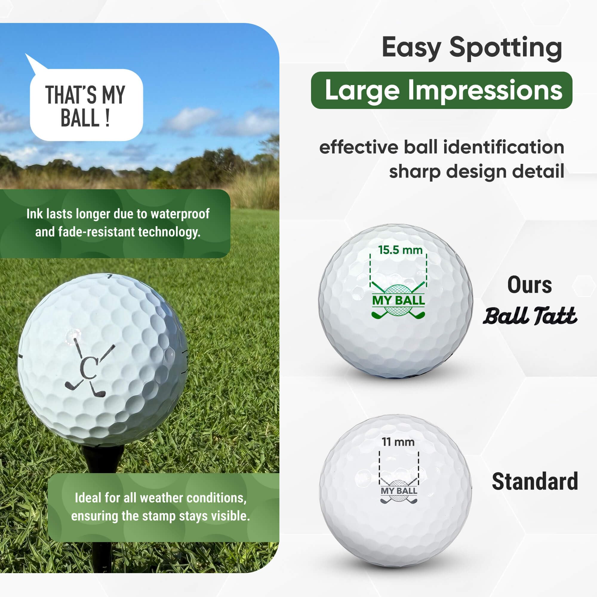Timbro per pallina da golf, autoinchiostrante, strumento permanente ad asciugatura rapida, senza perdite o ricariche, timbro riutilizzabile e impermeabile, regalo ideale per golfisti, papà