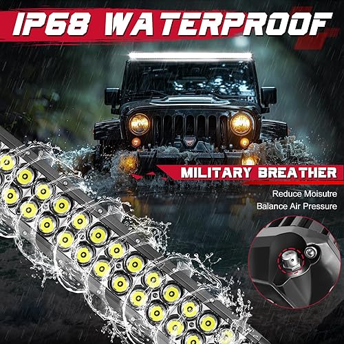 Miniatura 5 de OFFROADTOWN Barra de luz LED de 50 pulgadas, 480 W, combo de inundación puntual de conducción todoterreno, impermeable, barra de luz LED recta de