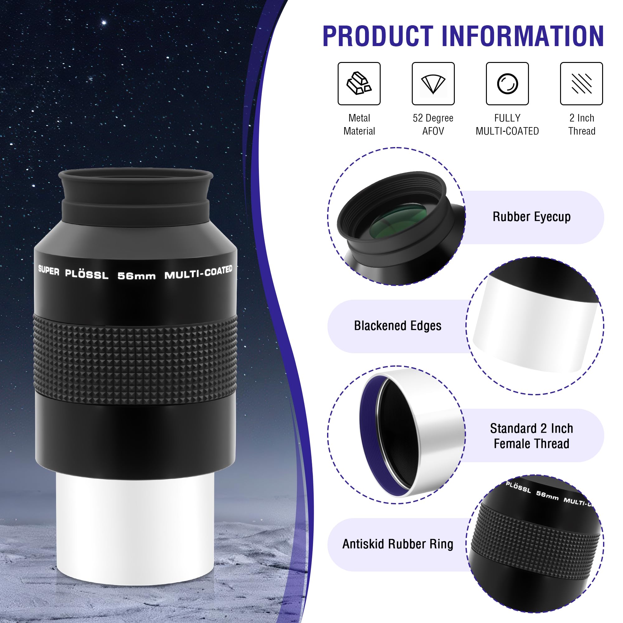 Amazon.com : Astromania Super Plossl Eyepiece 2 Inch - Telescope