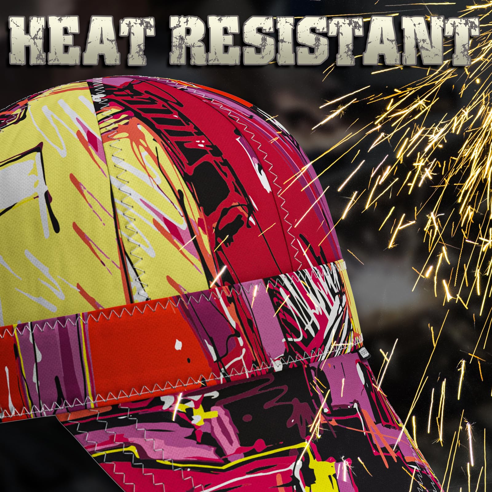 YESWELDER Welding Cap Neon Style 7-3 8 Heat-Resistant Reversible Durable Protective Welders Cap — view 3