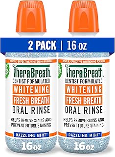 TheraBreath Whitening Mouthwash, Dazzling Mint, Dentist Formulated, 16 Fl Oz (2-Pack)