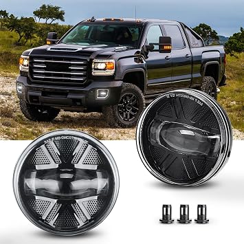 LED Fog Lights Assembly Compatible with 2007-2013 GMC Sierra 1500 & 2007-2014 2500HD 3500HD | 6500K Clear Lens Bumper Driving Lamps OEM Replacement | DOT Approved