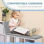HOMCOM 5 Cube Storage Bookshelf with Reading Nook, Modern Bookcase with Seat Cushion, Storage Shelf for Home Office, Study, Grey