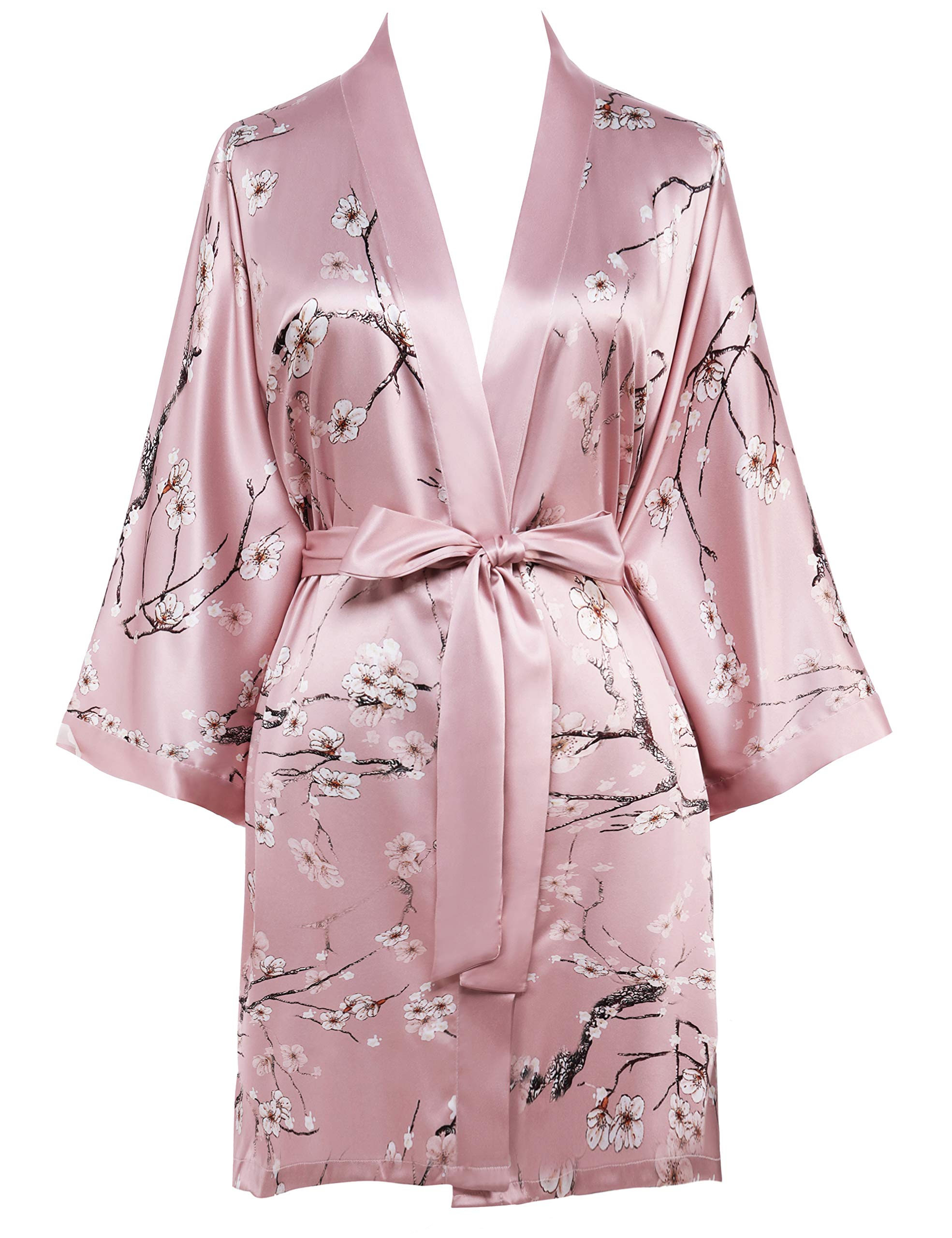 BABEYOND - Vestaglia da donna con stampa floreale, accappatoio estivo, kimono corto, in raso, da donna, da spiaggia