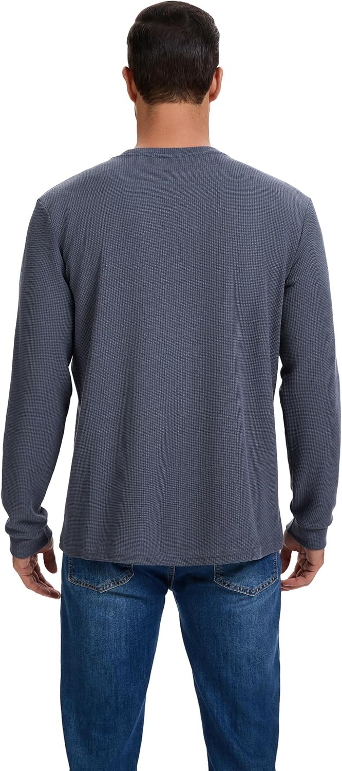 3 Pack Mens Waffle Shirts Long Sleeve Shirt Regular Fit Casual T-Shirt Crewneck Lightweight Pullover Top