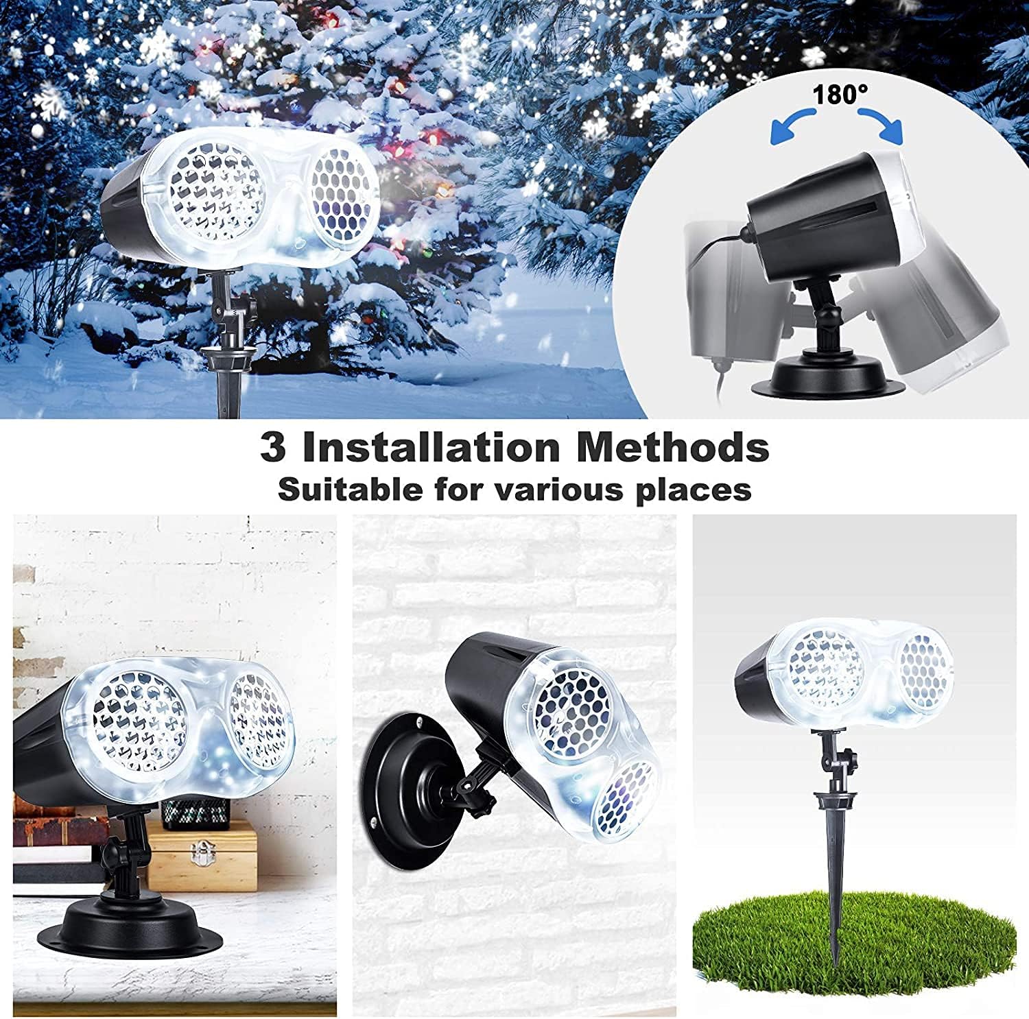 LOFTEK Christmas Projector Lights with Remote RF, Upgraded 2-in-1 Ocean Wave & Holiday Patterns LED Lights Projector, Built-in 9 Films(No Manual Replace) Waterproof Outdoor Indoor Decor with Timing